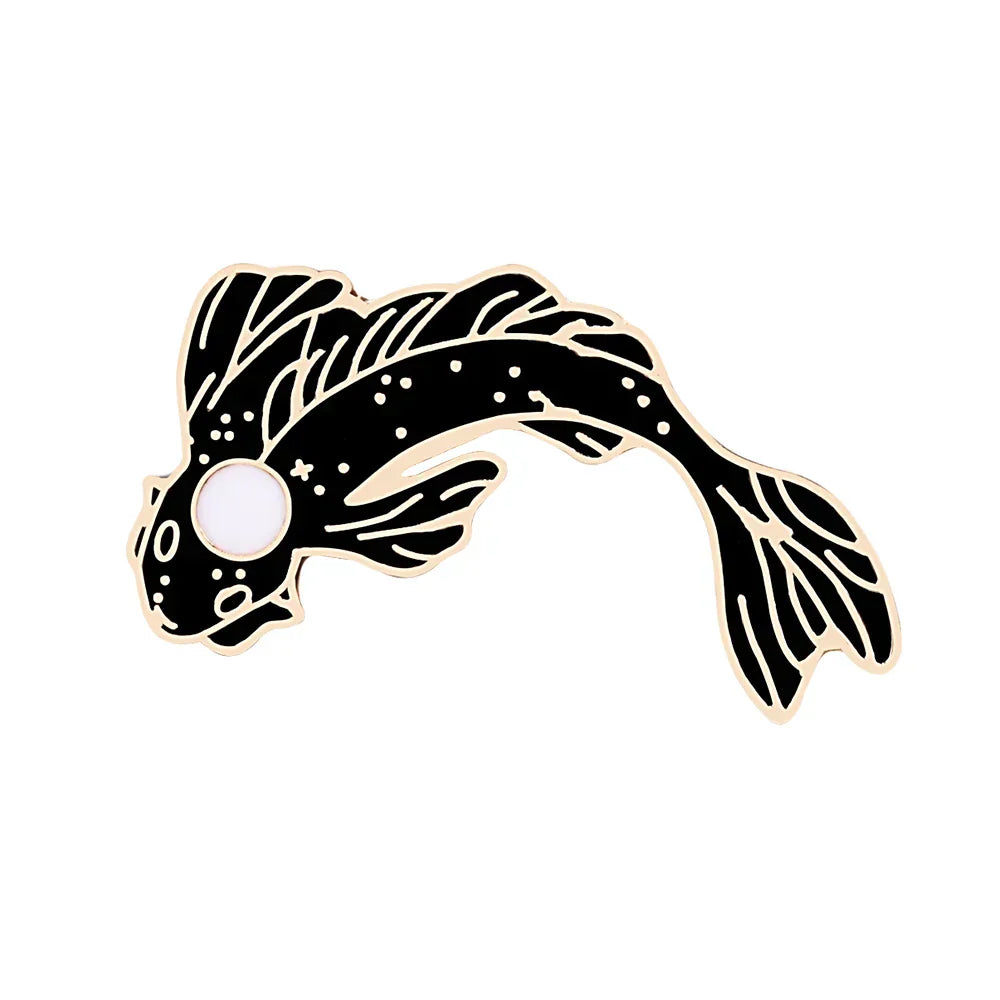 Yin Yang Fish Enamel Pin - Lucky Black & White Koi